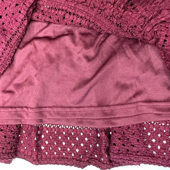 Foxiedox Ellie Lace Fit and Flare Mini Dress Burgundy Women XL NWT Ruffle - Picture 14 of 16